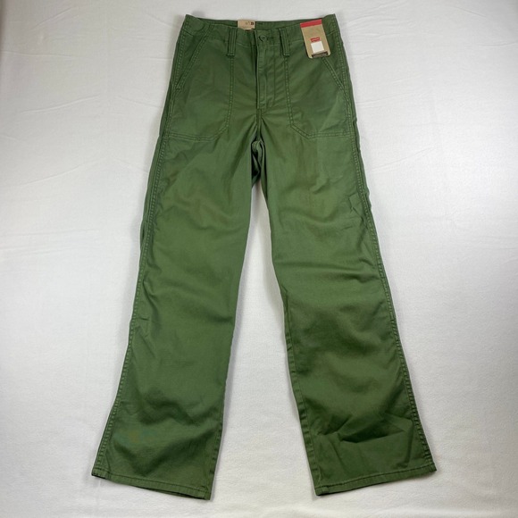 Levi's Denim - Levi's Women's Utility Pants Olive Green High‎ Rise Wide Leg Cargo Style 4 27x29